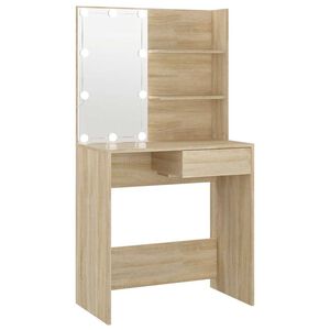 vidaXL sonoma t&ouml;lgy sz&iacute;nű LED-es f&eacute;s&uuml;lk&ouml;dőasztal 74,5 x 40 x 141 cm