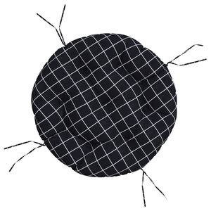 vidaXL fekete kock&aacute;s oxford-sz&ouml;vet kerek p&aacute;rna &Oslash; 60 x 11 cm