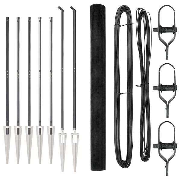 vidaXL Ker&iacute;t&eacute;s oszlopokkal Sz&uuml;rke 1.5 x 10 m Ac&eacute;l