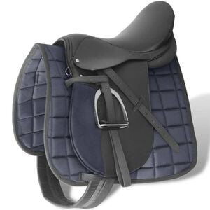 Lovagl&aacute;s Nyereg K&eacute;szlet 16 "Val&oacute;di Bőr Fekete 14 cm 5-az-1- be