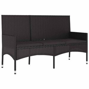 vidaXL fekete 3 szem&eacute;lyes polyrattan kerti pad p&aacute;rn&aacute;val