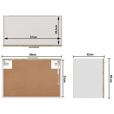 vidaXL sonoma-tölgy színű forgácslap függő szekrény 60 x 31 x 40 cm