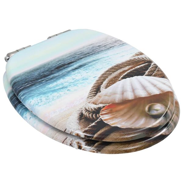 vidaXL 2 db kagyl&oacute;mint&aacute;s MDF WC-&uuml;lőke lassan csuk&oacute;d&oacute; fed&eacute;llel