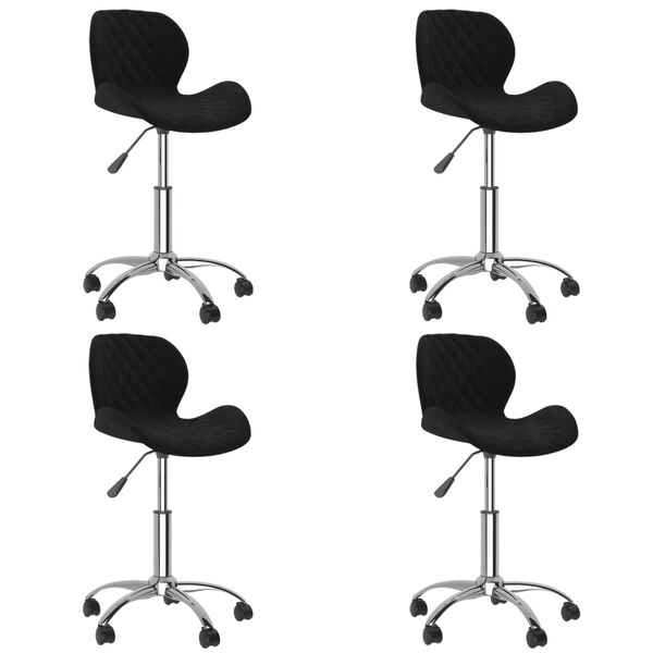 vidaXL 4 db fekete bársony forgó étkezőszék