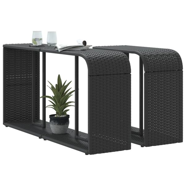 vidaXL 2 db fekete polyrattan tárolópolc