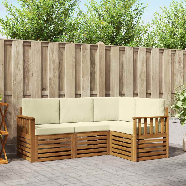 vidaXL &Uuml;lőgarnit&uacute;r&aacute;k 4 pcs Term&eacute;szetes &eacute;s kr&eacute;msz&iacute;nű T&ouml;m&ouml;r Ak&aacute;cfa