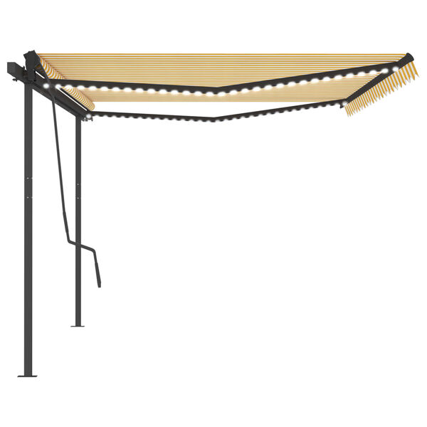 vidaXL s&aacute;rga-feh&eacute;r automata sz&eacute;l&eacute;rz&eacute;kelős &eacute;s LED-es napellenző 5x3,5 m