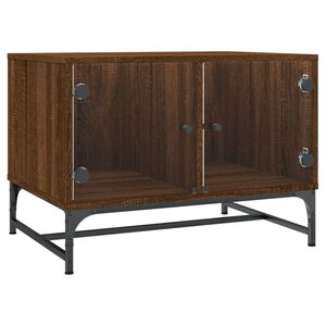 vidaXL barna t&ouml;lgysz&iacute;nű doh&aacute;nyz&oacute;asztal &uuml;vegajt&oacute;kkal 68,5 x 50 x 50 cm