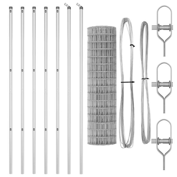 vidaXL Ker&iacute;t&eacute;s oszlopokkal Ez&uuml;st 1 x 25 m Ac&eacute;l &eacute;s PVC
