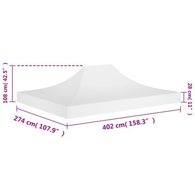 vidaXL fehér tető partisátorhoz 4 x 3 m 270 g/m²