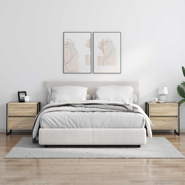 vidaXL &Eacute;jjeli asztal fi&oacute;kkal Sonoma 50 x 39.5 x 50 cm Faanyag