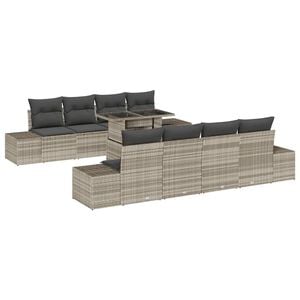 vidaXL Kerti Kanap&eacute; Szett p&aacute;rn&aacute;val 9 pcs Vil&aacute;gossz&uuml;rke &eacute;s S&ouml;t&eacute;tsz&uuml;rke