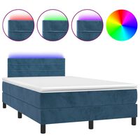 vidaXL sötétkék bársony rugós és LED-es ágy matraccal 120x200 cm