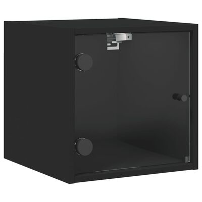 vidaXL fekete éjjeliszekrény üvegajtóval 35 x 37 x 35 cm