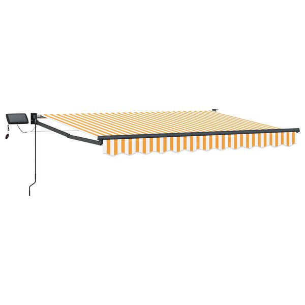 vidaXL LED-es, k&eacute;zi kih&uacute;zhat&oacute; napernyő Narancs &eacute;s feh&eacute;r 3,5 x 2,5 m