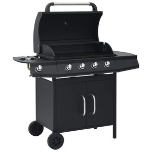 vidaXL fekete g&aacute;zgrills&uuml;tő 4+1 főzőfel&uuml;lettel