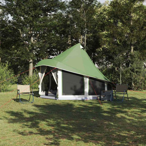 vidaXL Családi Tipi sátor tetővel Zöld 404 x 370 x 270 cm