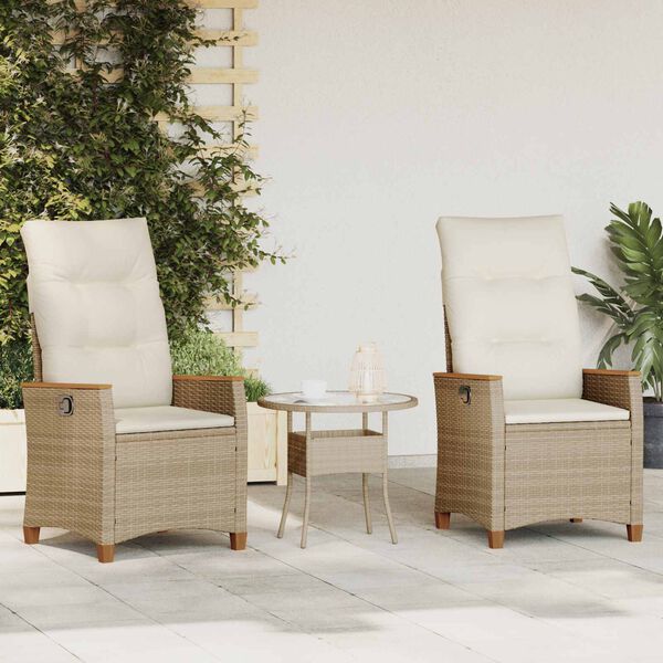 vidaXL Fekvő Kerti Sz&eacute;k Beige &eacute;s kr&eacute;m 64 x 57,5 x 112 cm polirattan