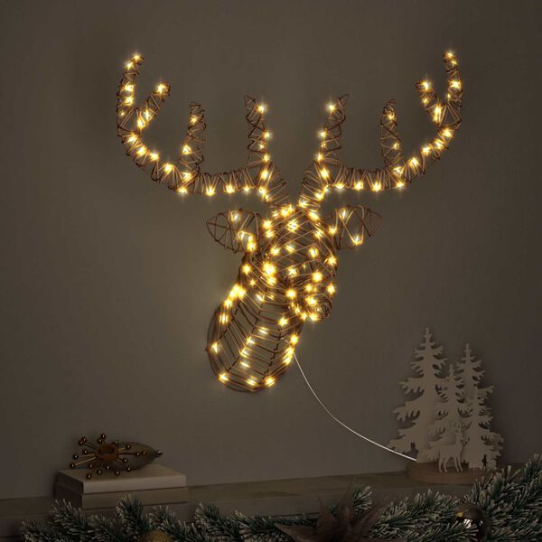 vidaXL R&eacute;nszarvas h&uacute;zta sz&aacute;n Meleg feh&eacute;r 68 x 36,5 x 62,5 cm Rattan