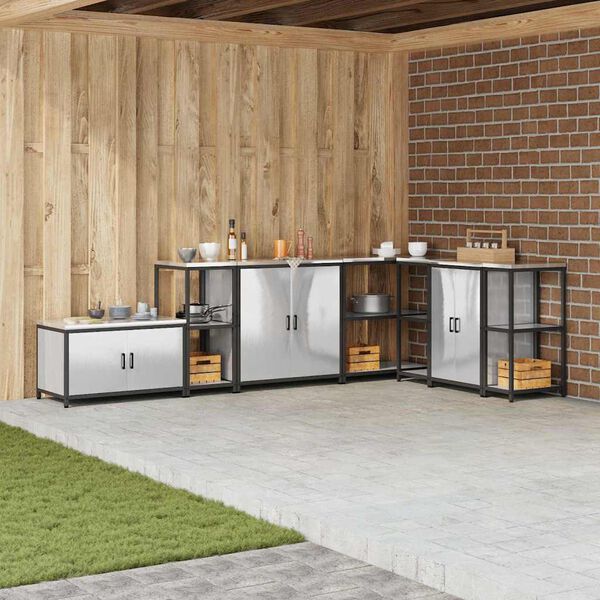 vidaXL Konyhai T&aacute;rol&aacute;s polcokkal t&aacute;rol&oacute;val Ez&uuml;st 60 x 50 x 92 cm Ac&eacute;l