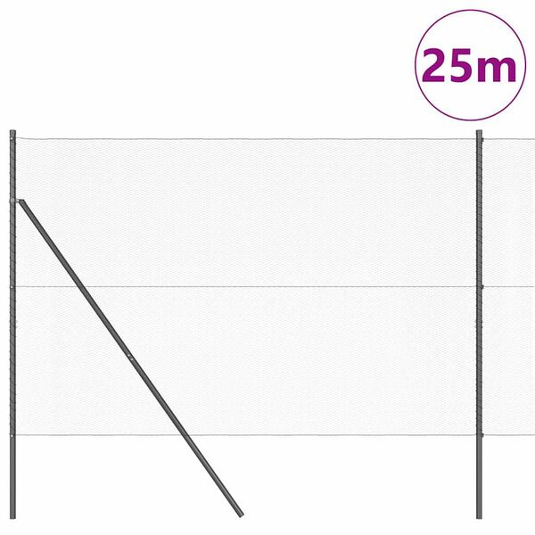 vidaXL Ker&iacute;t&eacute;soszlop Sz&uuml;rke 25 x 1,5 m (13 mm h&aacute;l&oacute;) Ac&eacute;l
