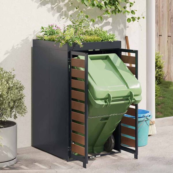 vidaXL Hulladékgyűjtő tároló virágcserép tetővel 240L-es kukához