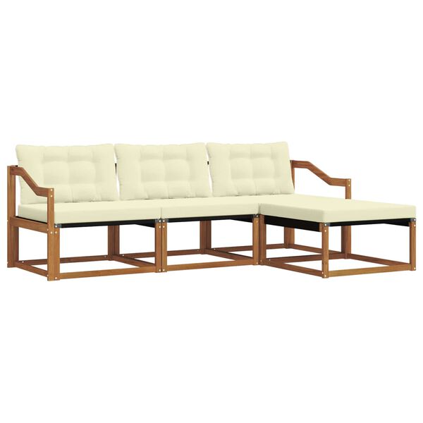 vidaXL K&uuml;lt&eacute;ri kanap&eacute; szett p&aacute;rn&aacute;val 4 pcs Term&eacute;szetes &eacute;s kr&eacute;msz&iacute;nű