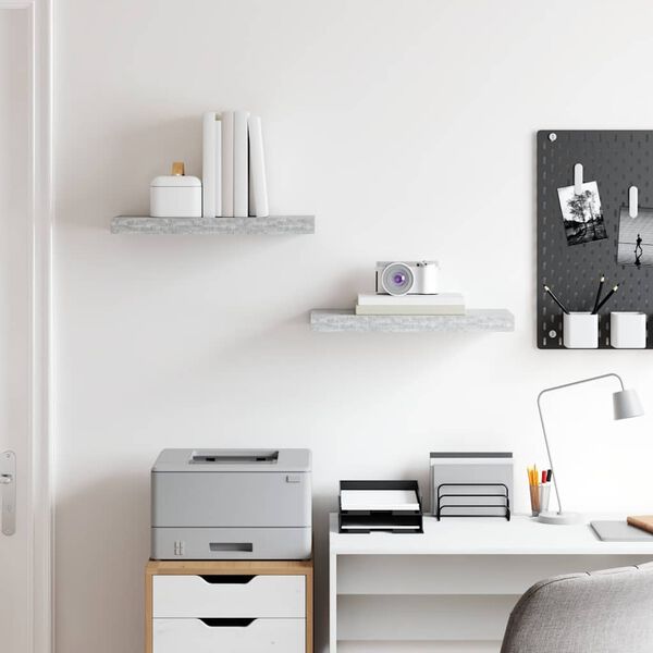 vidaXL 2 db betonsz&uuml;rke MDF lebegő fali polc 50 x 23 x 3,8 cm