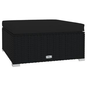 vidaXL fekete polyrattan kerti l&aacute;btart&oacute; p&aacute;rn&aacute;val 70 x 70 x 30 cm