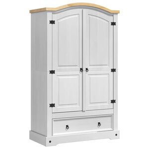 vidaXL Ruh&aacute;sszekr&eacute;ny CORONA Feh&eacute;r 101 x 52 x 170 cm T&ouml;m&ouml;r fenyőfa