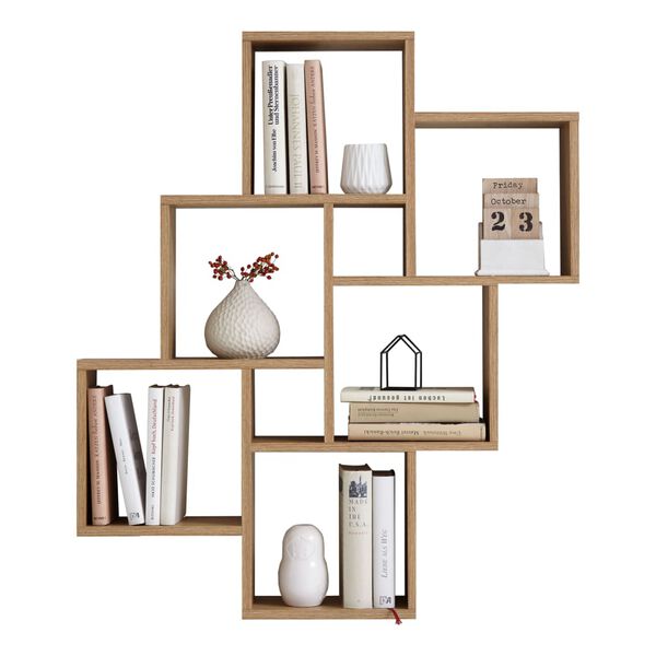 FMD antik tölgy falra szerelhető 8 rekeszes polc