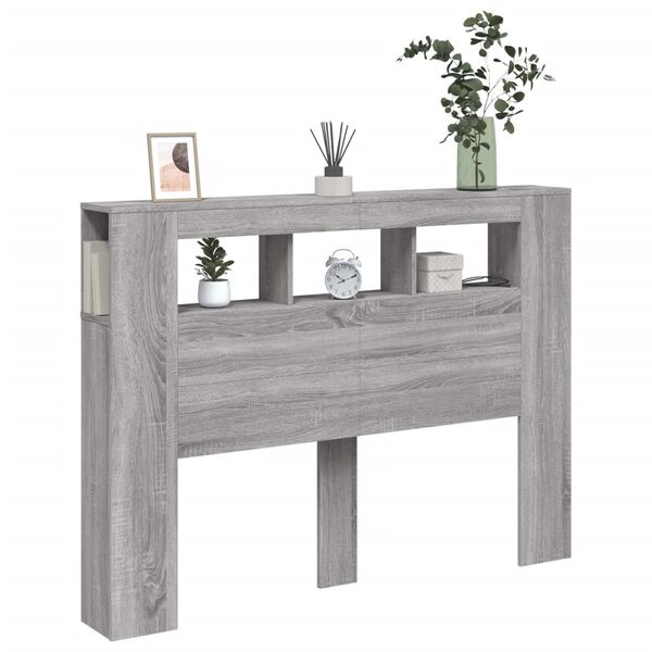 vidaXL szürke sonoma szerelt fa LED-es fejtámla 140x18,5x103,5 cm