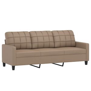 vidaXL 3 szem&eacute;lyes cappuccino sz&iacute;nű műbőr kanap&eacute; 180 cm