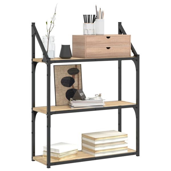 vidaXL 3 szintes sonoma t&ouml;lgy sz&iacute;nű szerelt fa fali polc 60x21x78,5 cm