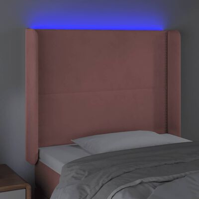 vidaXL rózsaszín bársony LED-es fejtámla 83x16x118/128 cm