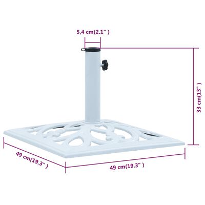 vidaXL fehér öntöttvas napernyőtalp 12 kg 49 cm
