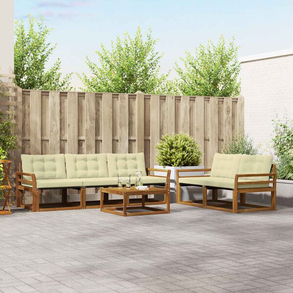 vidaXL K&uuml;lt&eacute;ri kanap&eacute; szett p&aacute;rn&aacute;val 6 pcs Term&eacute;szetes &eacute;s kr&eacute;msz&iacute;nű