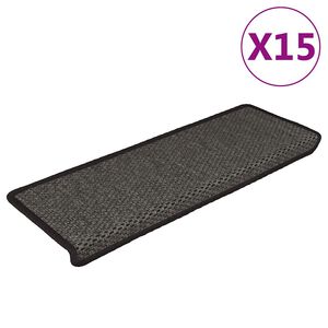 vidaXL 15 db sziz&aacute;l hat&aacute;s&uacute; antracitsz&uuml;rke l&eacute;pcsőszőnyeg 65x21x4 cm