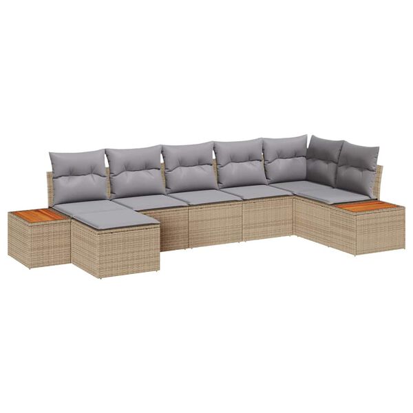 vidaXL Kerti Kanap&eacute; Szett 8 pcs Beige &eacute;s Vil&aacute;gossz&uuml;rke Polyrattan