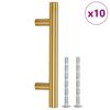 vidaXL 10 db aranysz&iacute;nű rozsdamentes ac&eacute;l szekr&eacute;nyfoganty&uacute; furatt&aacute;vols&aacute;g 64 mm teljes hossz 100 mm