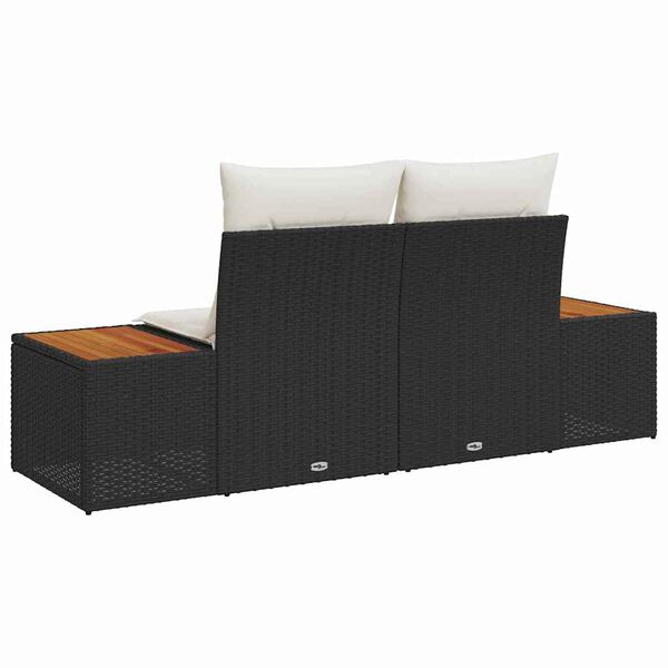 vidaXL Kerti kanapé Fekete 184 x 62 x 85cm polirattan