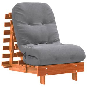 vidaXL viaszbarna t&ouml;m&ouml;r fenyőfa futon kanap&eacute;&aacute;gy matraccal 60x206x11 cm