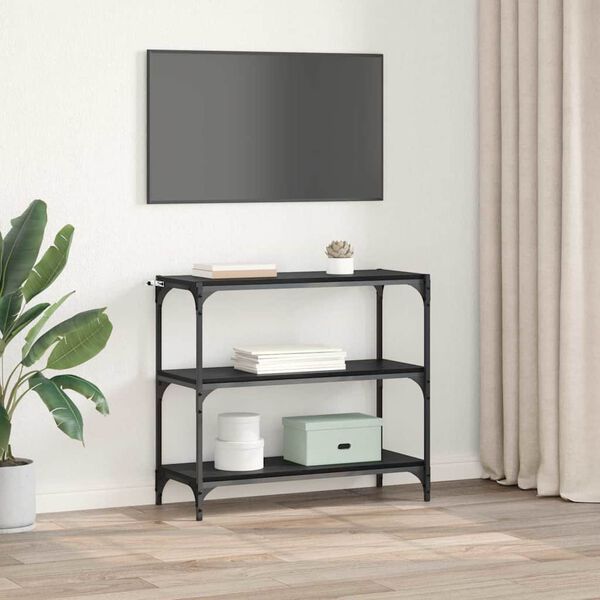 vidaXL K&ouml;nyvespolc Fekete t&ouml;lgy 80 x 33 x 70,5 cm Műszaki fa &eacute;s vas