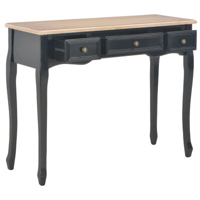 280046 vidaXL Dressing Console Table with 3 Drawers Black