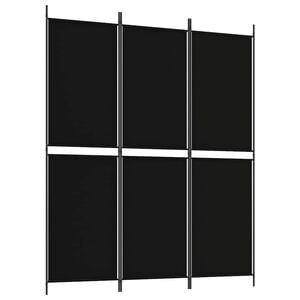 vidaXL 3 paneles fekete sz&ouml;vet t&eacute;relv&aacute;laszt&oacute; 150x180 cm