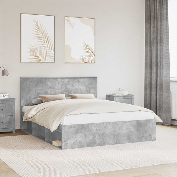 vidaXL &Aacute;gykeret fejt&aacute;ml&aacute;val Beton 160 x 200 cm T&ouml;m&ouml;r fenyőfa