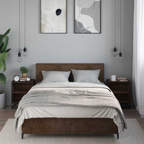 vidaXL éjjeliszekrények 2 db barna tölgy 40x31x50 cm műfából és fémből