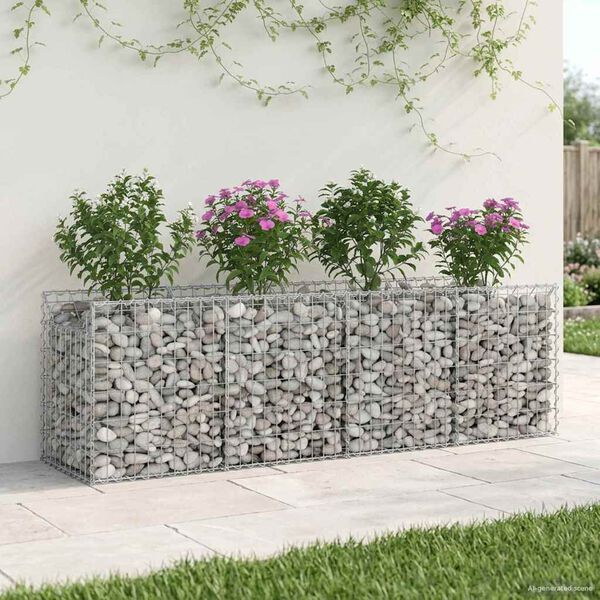 vidaXL Gabion emelt &aacute;gy Ez&uuml;st 200 x 50 x 60 cm Horganyzott ac&eacute;l