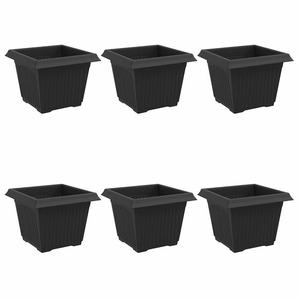 vidaXL N&eacute;gyzet Vir&aacute;gcser&eacute;p 6 pcs Fekete 23 x 23 x 17,5 cm Műanyag