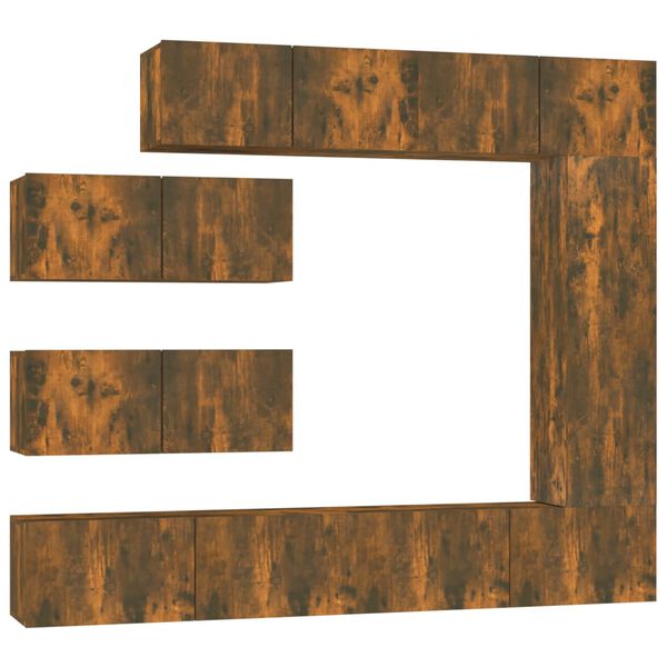 vidaXL 7 részes füstös tölgy színű szerelt fa TV-szekrényszett